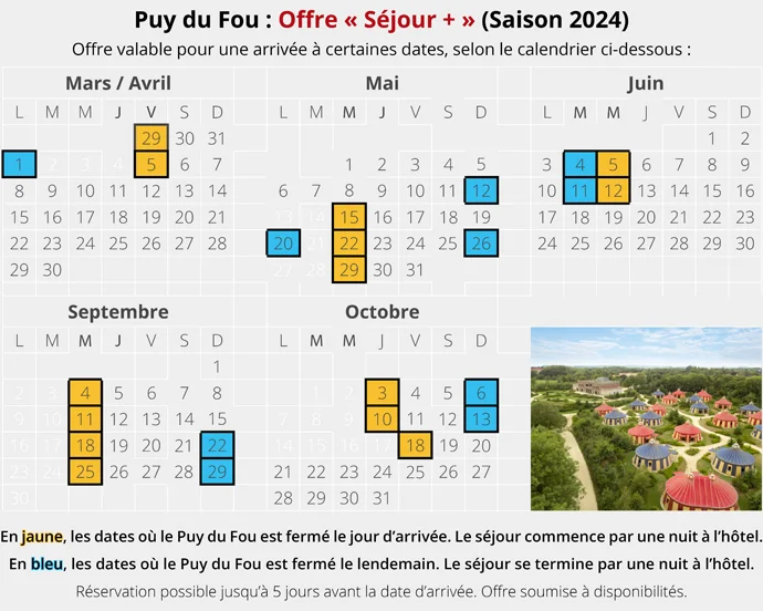Bon plan Séjour Puy du Fou pas cher 2024 avec jusqu’à 30 % de réduction sur les forfaits avec billets et hôtel.